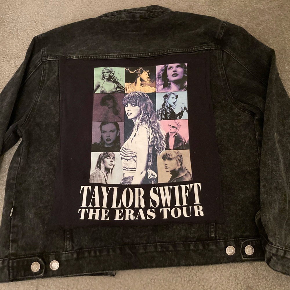 Black XL jean jacket with Taylor Swift detailing